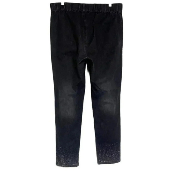 Soft Surroundings TXL Black distressed pull on jean with glitter hems - Picture 4 of 8